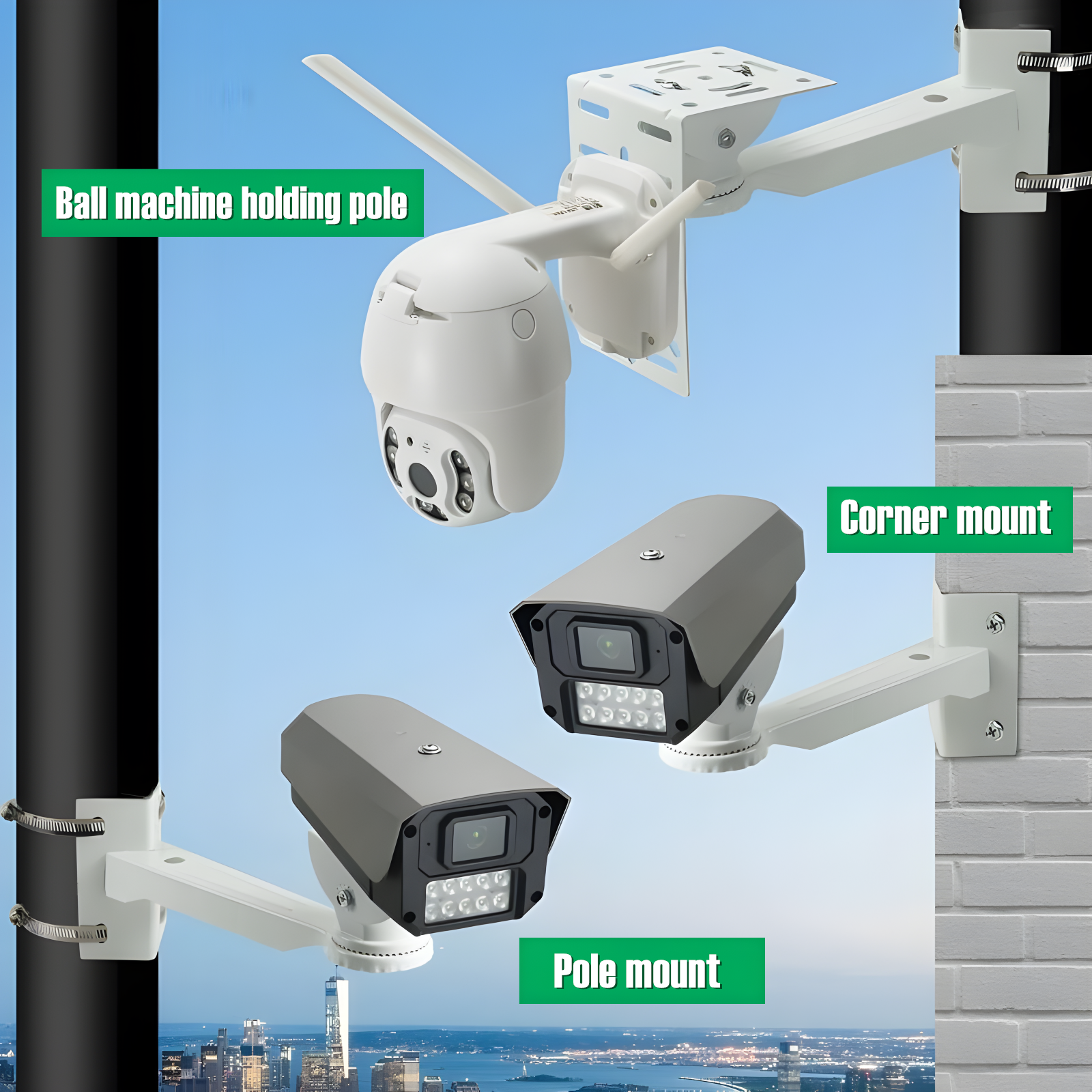 Support de caméra de sécurité CCTV, plaque à Angle droit en forme de L, Support de montage de poteau, Support d'angle mural externe