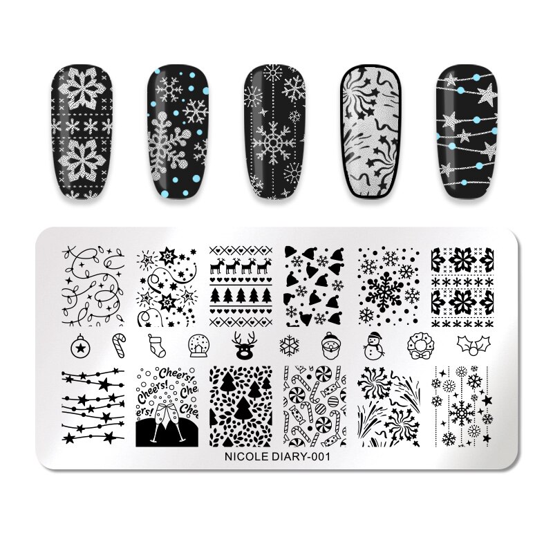 Nicole Diarty Kerst Halloween Stempelen Plaat Bloem Stempel Template Nail Art Image Plate