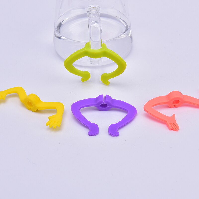 Marqueur verre à vin en forme de Charade | Silicone, mains, marqueur de verre, tasse à boire, signe de tasse pour Cocktails Champagne (couleur aléatoire) 6 pièces