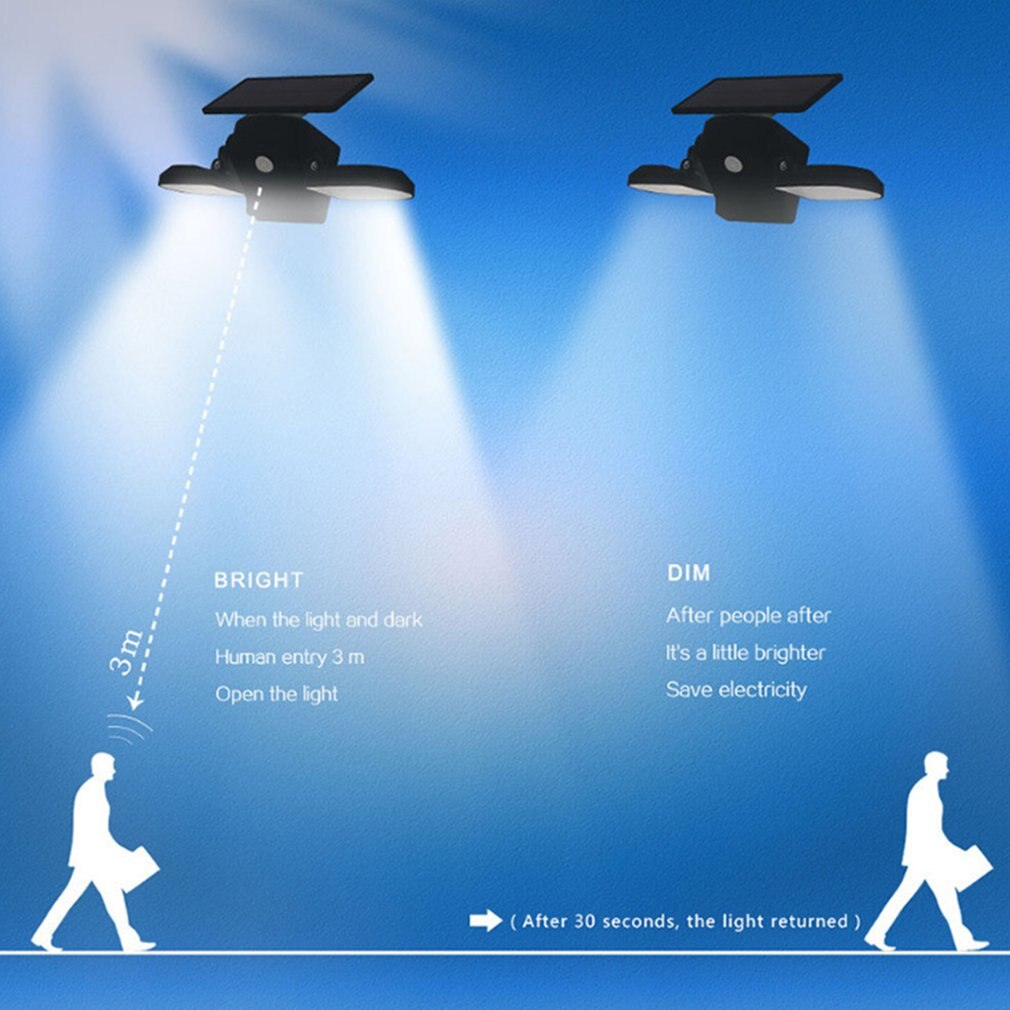 Solar Light Outdoor Waterproof 360-Degree Rotatable Motion Sensor Solar Lamp Security Light with Dual Head Spotlights