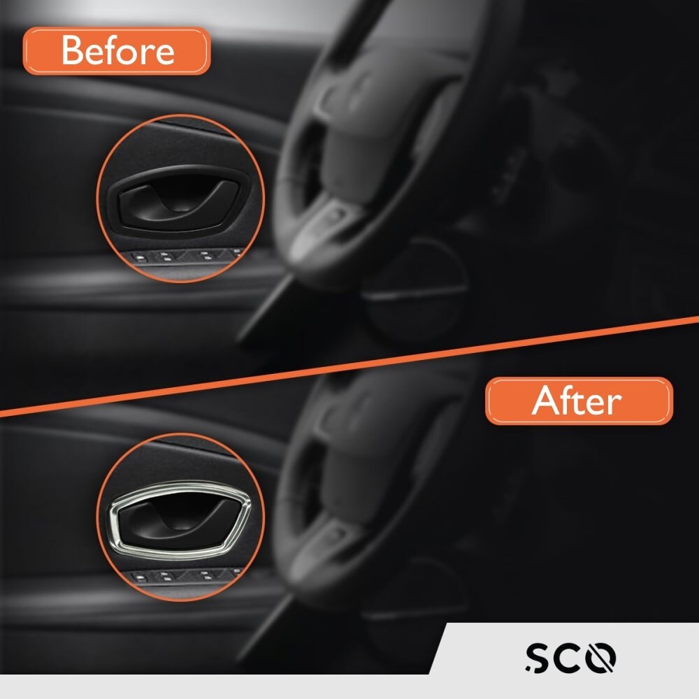 Chrome Door Handle Frame for Renault Clio 4 Stainless Steel 4 Pieces Glossy Gray Door Handle Frame Special Size Models