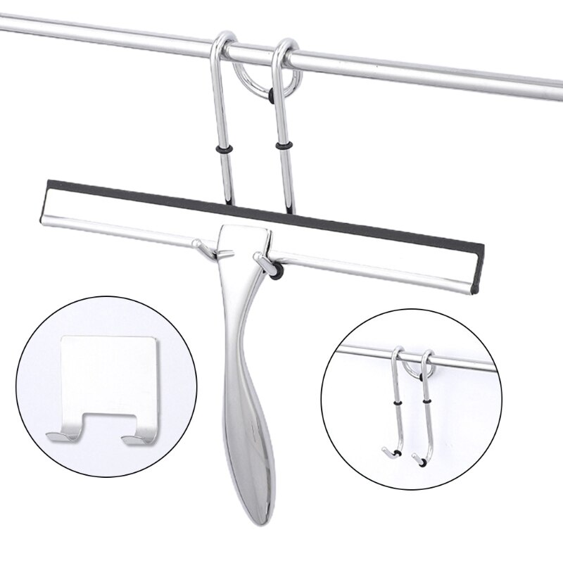 Rvs Window Squeegee Cleaner Chrome Window &amp; Douche Scherm Ruitenwisser Met Zuignap Haak Voor Schoonmaken Venster: I