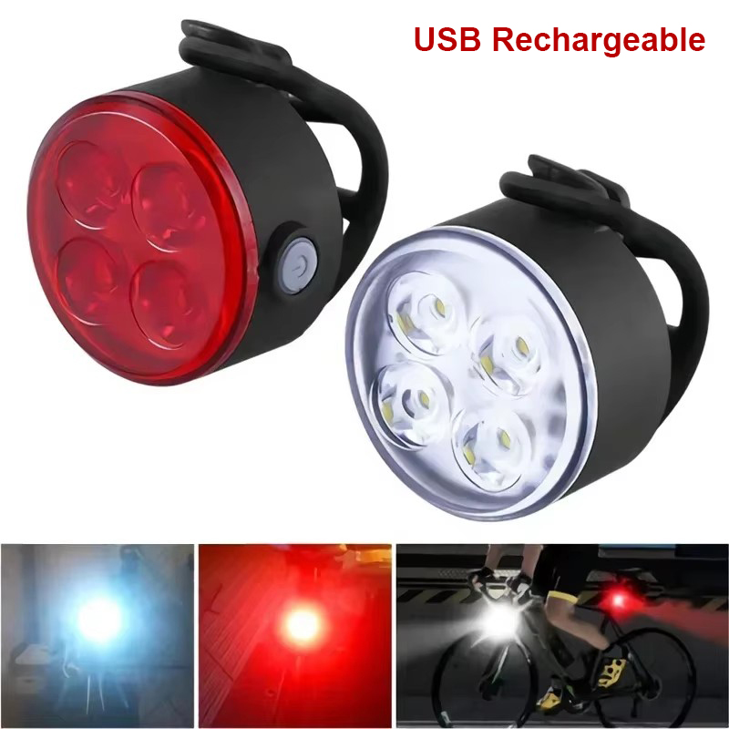 BUCKLOS Bike Light Set Front and Rear Lights Led Bicycle Lamp USB Rechargeable Cycling Flashlight for Road MTB Bicycle Lantern: Yellow