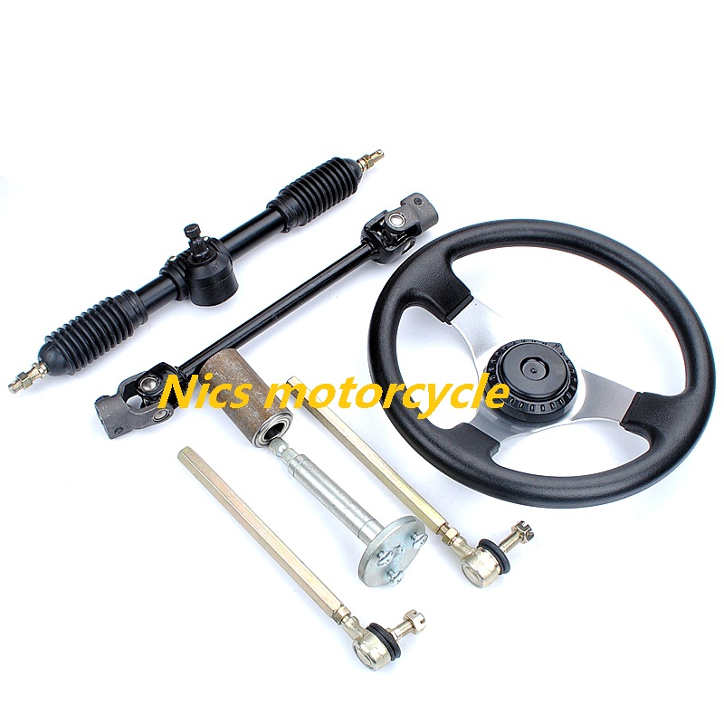 Piezas de dirección Go Kart de 110cc, volante, amarre y eje de dirección, cuatro ruedas, kart DIY
