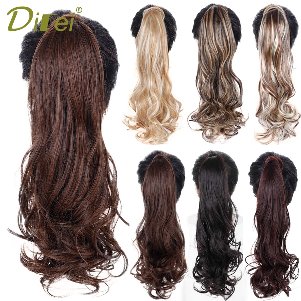 DIFEI Lange Golvende Natuurlijke Paardenstaart Clip in Pony tail Hair Extensions Wrap Rond op Synthetisch Haar Stuk voor Vrouwen