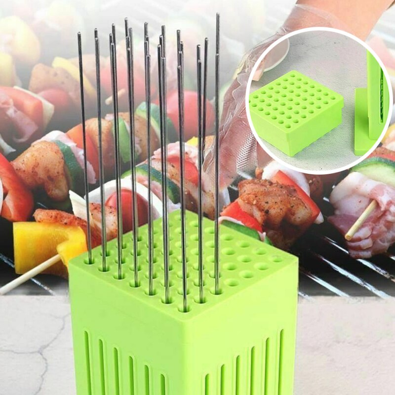 BBQ Meat Skewer Tools 49 Holes Meat Beef Tofu Skewer Kebab Maker Box Machine Grill Barbecue Kitchen Accessories Camping Tools