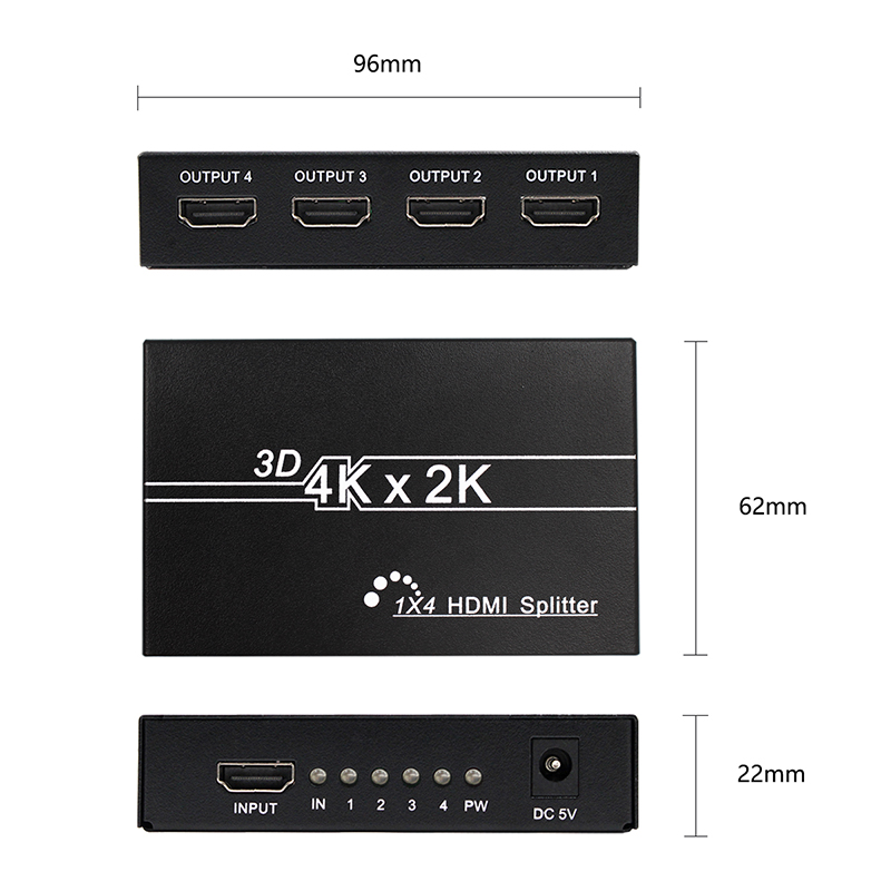HFES 4K 3D Hdmi Splitter Amplifier 1 in 4 Out Switch for o HDTV Full HD 1080P 1X4