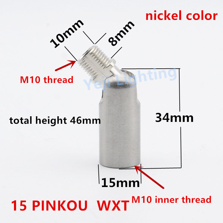 Universal head M10 M8 inner thread outside teeth 180 degree turn ceiling rose canopy adapter lamp base connector iron plating: 15 PK - nickel color