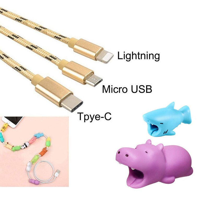 Adorable Animal USB Cable Cover For IPhone/Android/iPad Charger Organizer Wire Bite Protector Winder Earphone Cable Tool