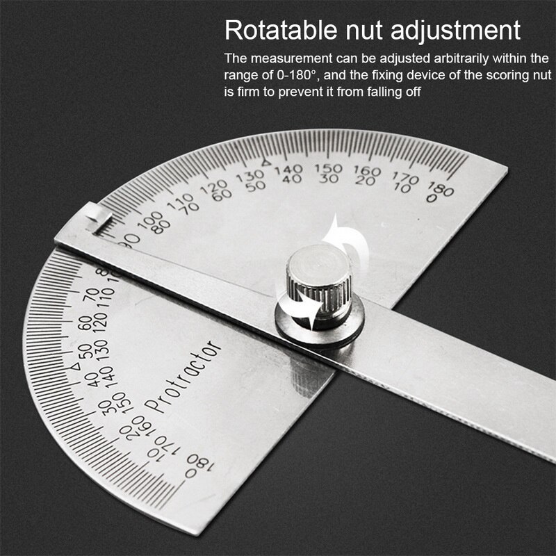 180 degree Round Ruler Stainless Steel Measuring Ruler Machinist Tool 10cm Ruler