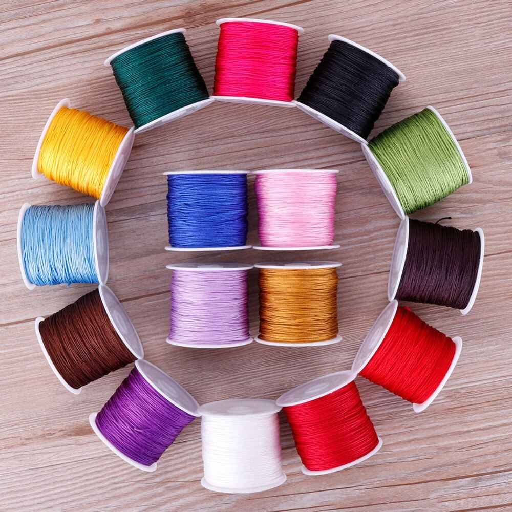 45m/ rollen kleurrijke beginners nylon chinese knoop armband handwerk koord draad macramé diy kralen koord koord gevlochten koord