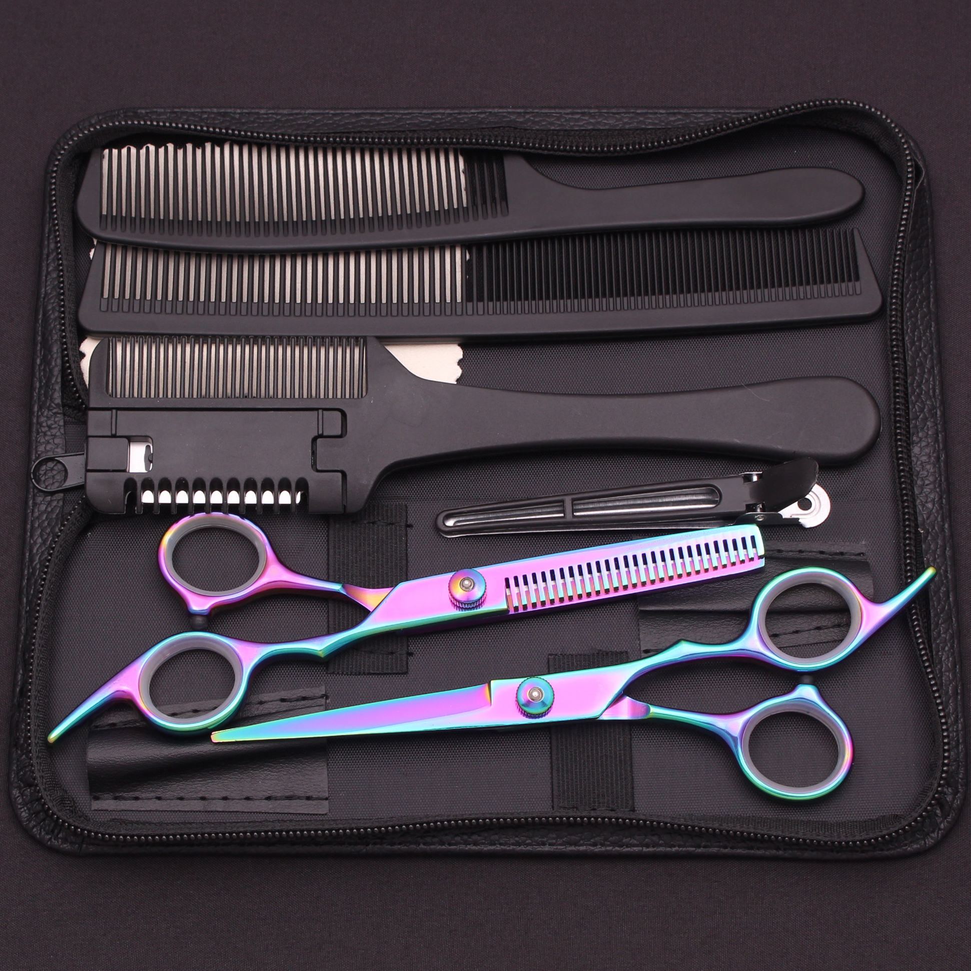 6.0 ''Haar Schaar Roestvrij Knippen Schaar Dunner Kappers Kapsel Kam Scheermessen Set Salon Kapper & Thuis C1001: Sky Blue