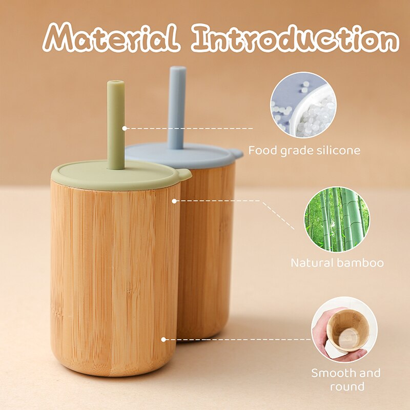 1 PCS Baby Feeding Cup With Straw Children Learn Feeding Drinking Bamboo Kids Training Cup with Straw