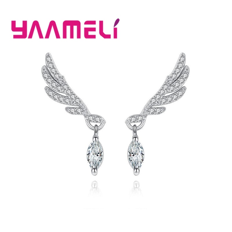 Symbol Freiheit Traum Süße Romantische Stil 925 Sterling Silber Nette Flügel Form Fliegen Ohrringe Für Mädchen