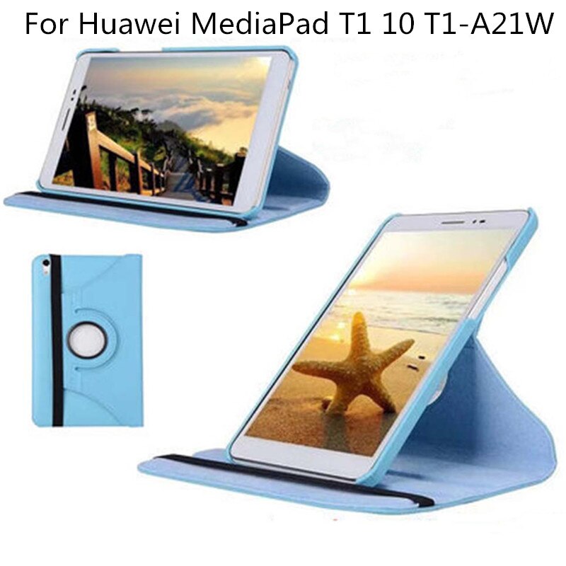 Para Huawei Media Pad T1 10 T1-A21W T1-A21L T1-A23L 9,6 "Tablet caso 360 giratorio soporte plegable soporte cubierta de cuero
