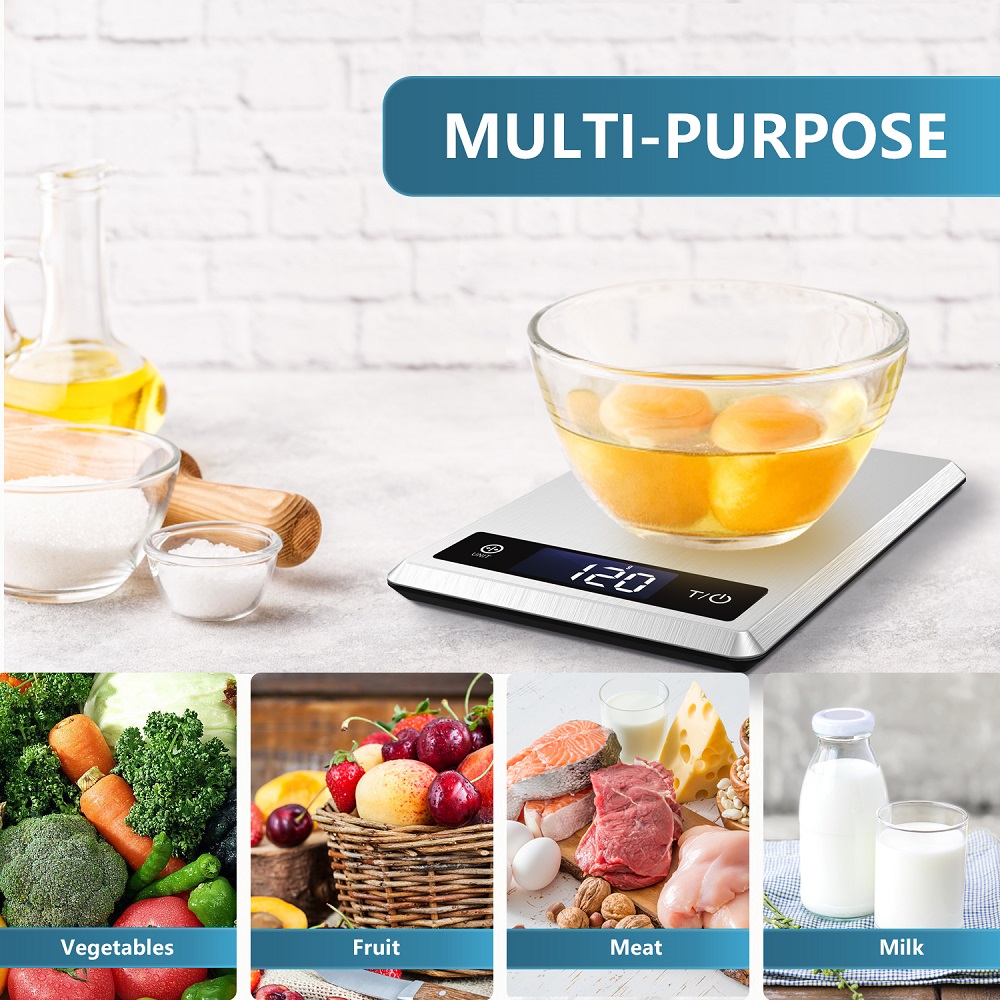 Airmsen 5kg Kitchen Scale Household Electronic Digital Food Scale Cooking Baking Scale Kitchen Measuring Tool Stainless Steel