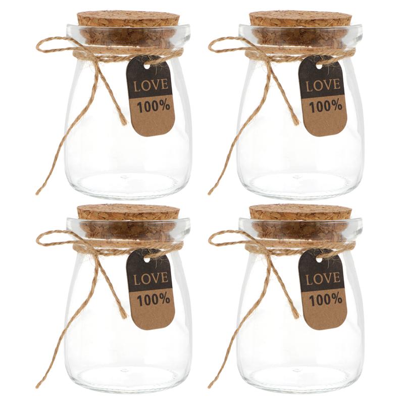 Botellas de cristal para leche con tapa de madera, resistentes al calor, 100ML, 10 Uds.