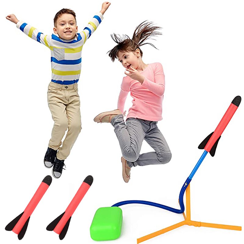 Air pump rocket jump stomp blower foam gun model launcher rocket outdoor game educational toy sports toy for young children kids