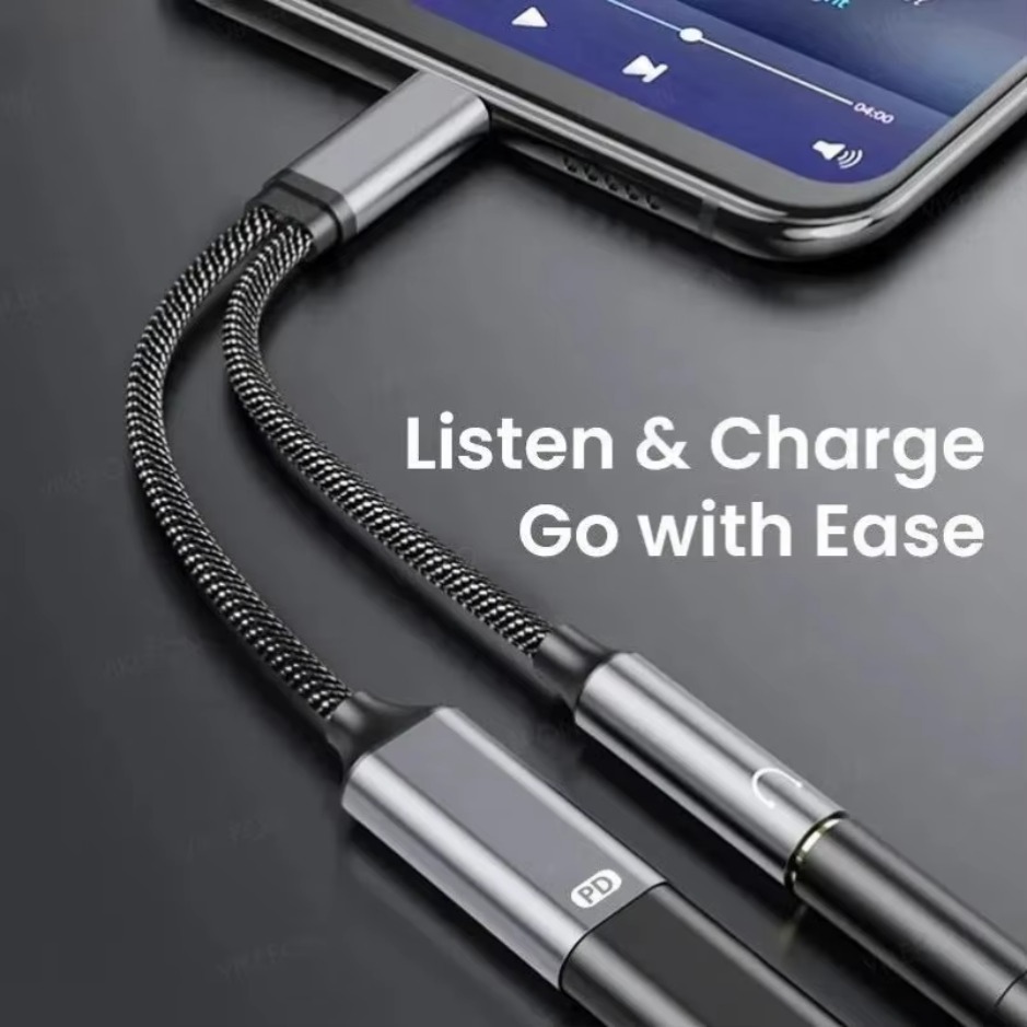 XIKCU 2 in 1 USB C to 3.5mm Headphone and Charger Adapter USB C PD 3.0 Port to Aux Audio Jack Fast Charging Dongle Cable Cord