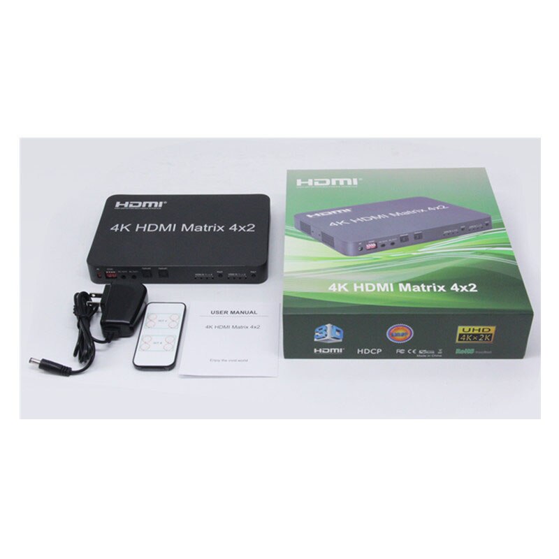 hdmi matrix switcher 4k 4x2 HDMI Matrix Switch Splitter EDID at 30Hz Full HD 1080P with IR Remote Control Switch