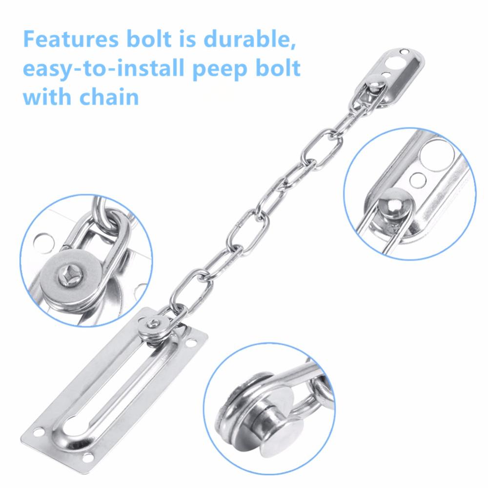 Sliding Door Lock Chrome Door Lock Chain Bolt Safety Chain Hotel Office Security Chain Gate Cabinet Latches Decorative Hardware