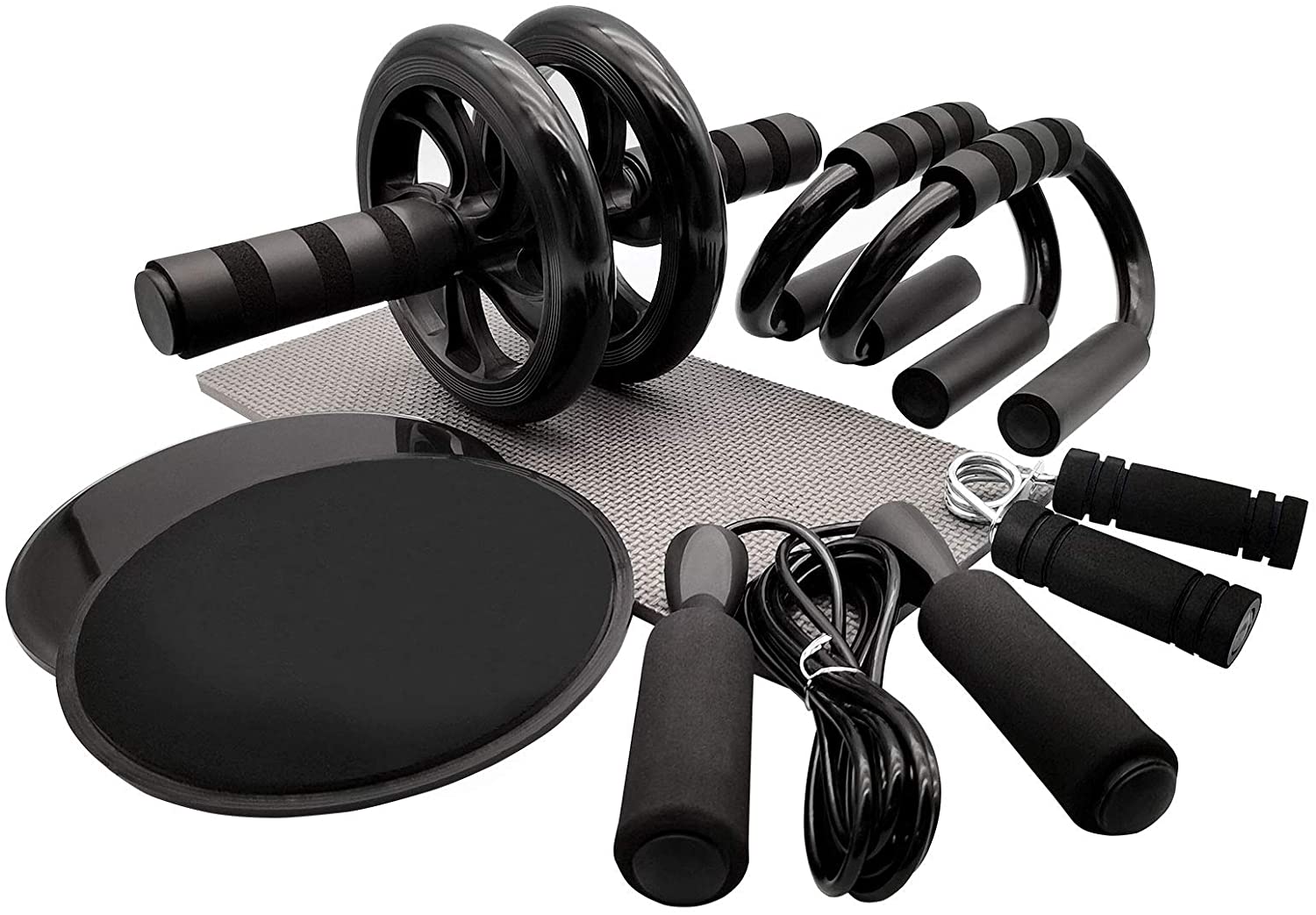 Ab Rad Bauchtrainer einstellen-Bauch Rolle Bauchroller Fitness Ausrügestochen für Heimat Fitnessstudio: Schwarz