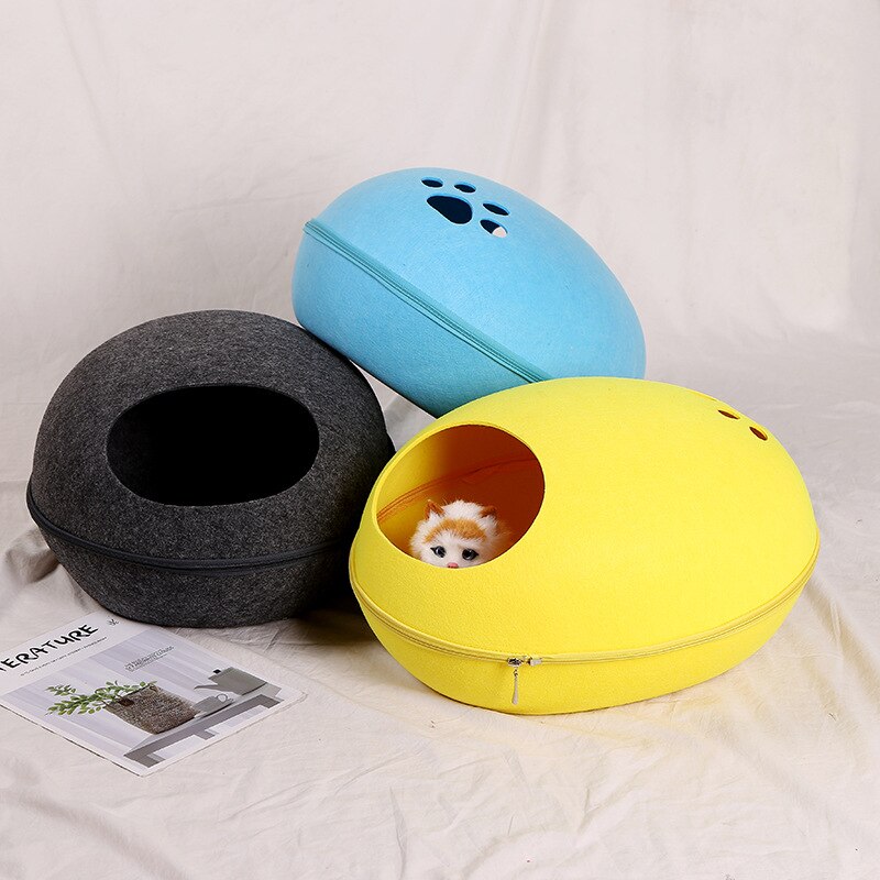 Pet Bed Cat House Nest With Zipper Detachable Cushion Portable Dog Mat Egg Shape Dog Kennel Cat Bed Cats Cave Sleeping Mat