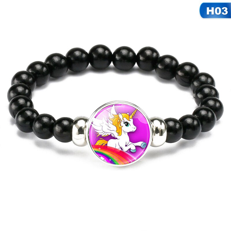 freundlicher Karikatur Einhorn Armbänder Schnur Schmuck Stein Armreif Einhorn Perlen Armbinde Geburtstag Partei freundlicher Armbinde