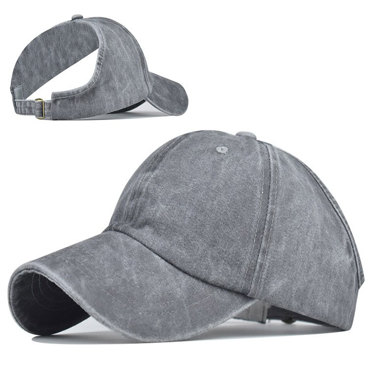 Hestehale lue halvtopp baseball cap kul solskjerm solkrem hestehale lue ensfarget sommer utendørs sport kasket: Grå