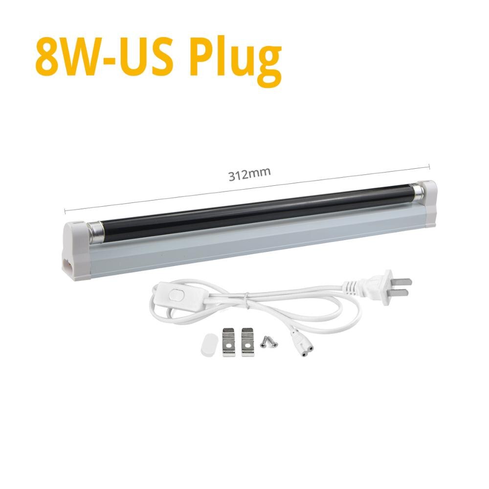 T5 6W 8W Fluorescent Tube Energy saving LED lighting Bulb EU US Black violet light BLB Quartz Ultraviolet lamp Detection lamp: 8w 110v-US Plug