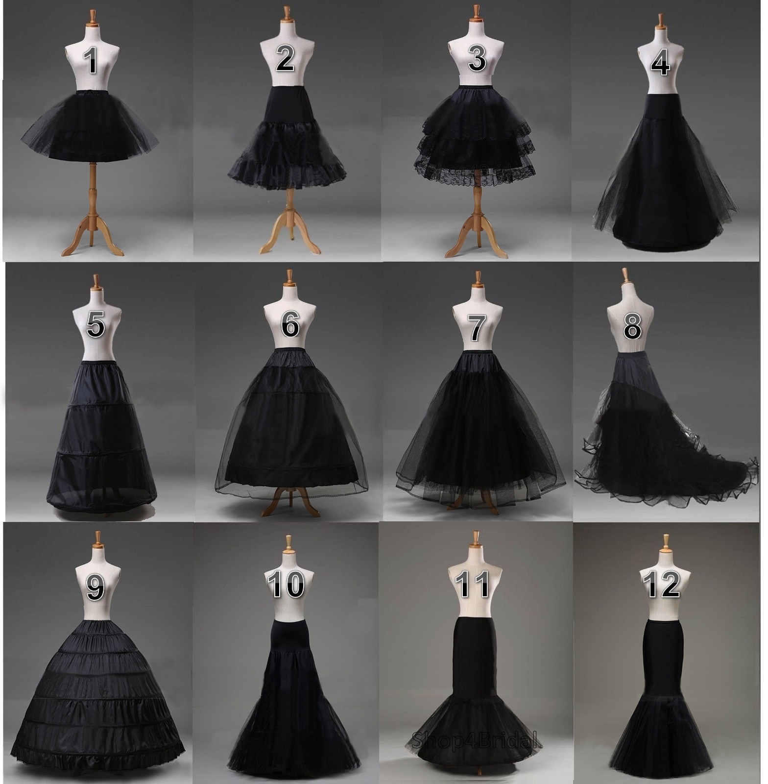 Schwarze Braut Petticoat Krinoline Unterrock Band/Hoopless/Meerjungfrau/Fishtail