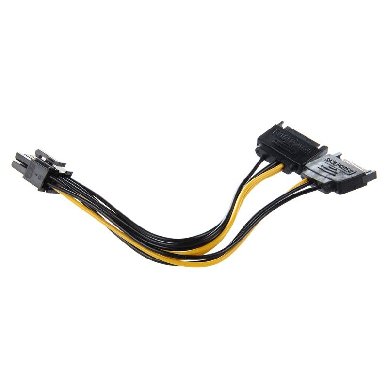Dual 15 Pin SATA Male to PCIE 8Pin(6+2) Male Video Card Power Cable