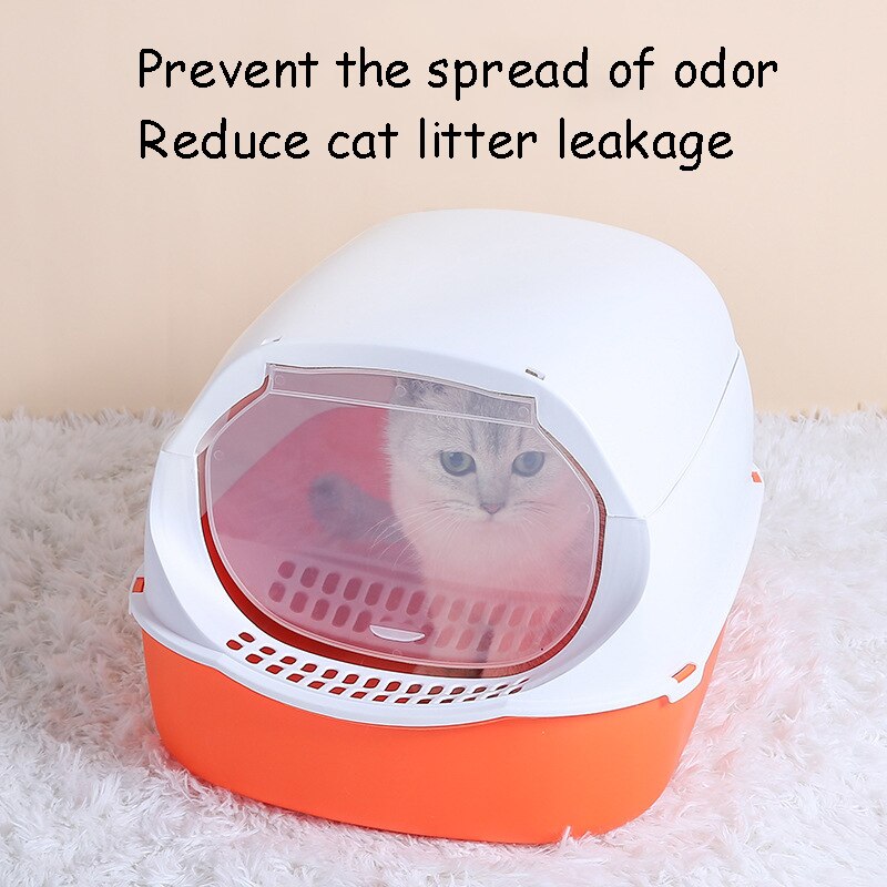 Fully Enclosed Cat Litter Box Toilet Pets Folding Training Tray For Small Animal Removable Washable Multifunctional