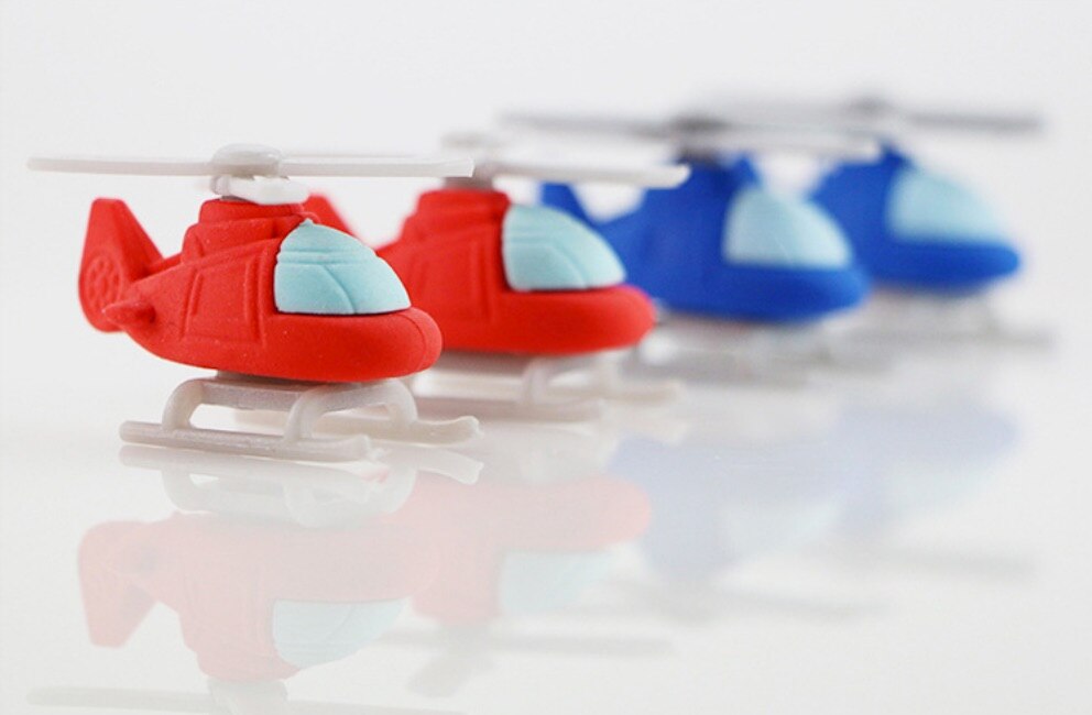 4Pcs rubber cartoon helicopter shape eraser assembly learning stationery primary school supplies