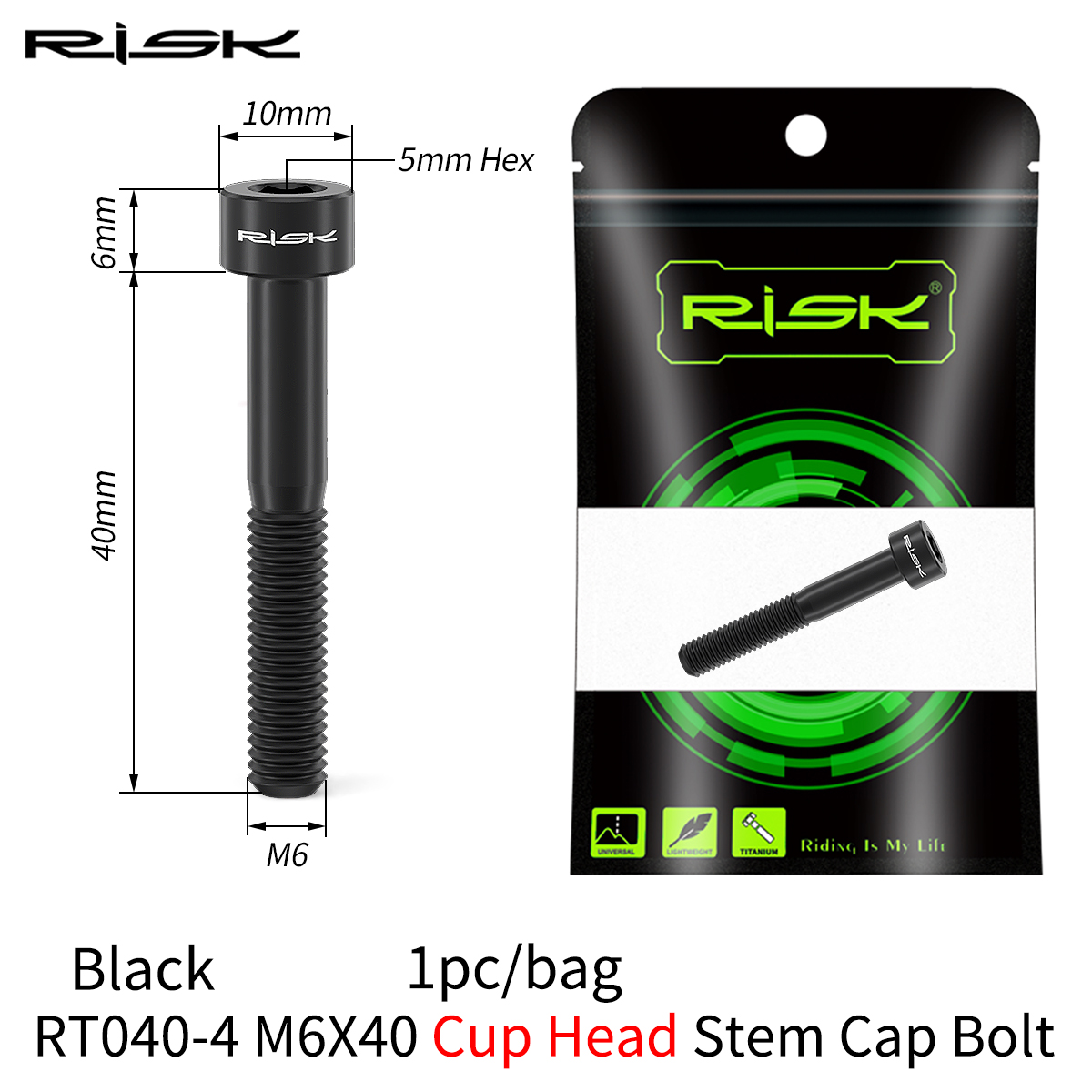 RISK 1PCS M6x30 M6x35 M6x40 M6x50mm Bicycle Headset Bolts Titanium Stem Cap Screws for Mountain MTB Road Bike M6*30/35/40/50mm: MULTI