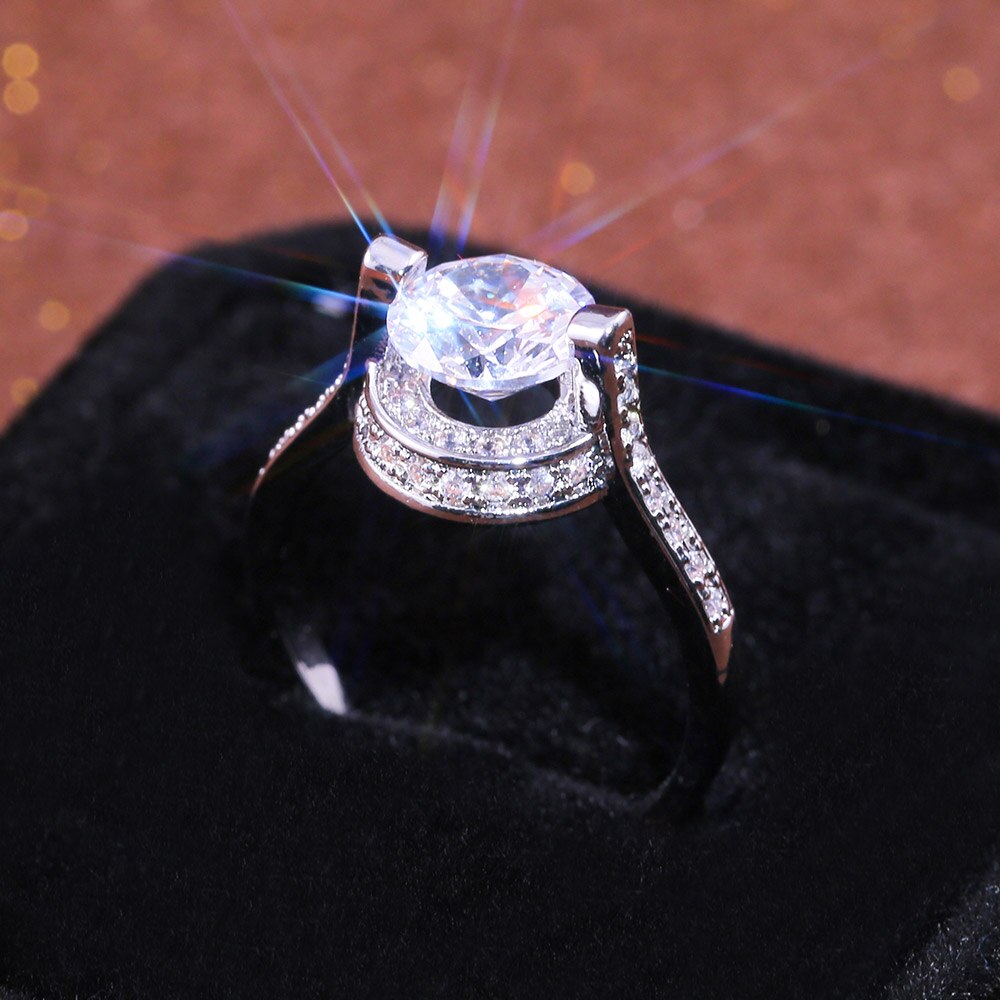 Huitan Classic Wedding Engagement Ring Fascinating With Brilliant Dazzling Cubic Zirconia Stone Prong Setting: 6