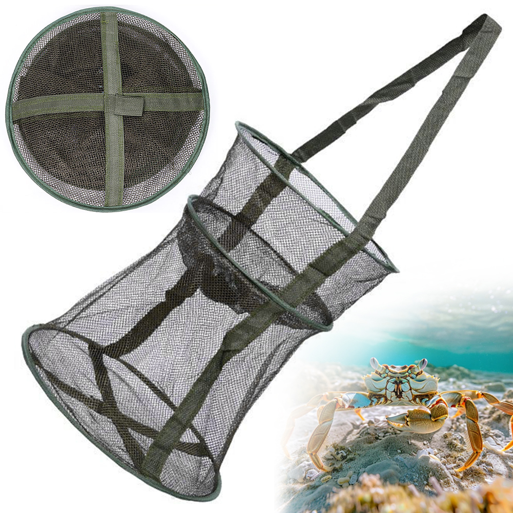 Portable Fishing Landing Net Pot Trap Fish Shrimp Mesh Cage Crab Crayfish Lobster Catcher Collapsible Fish Trap Fishing Supplies