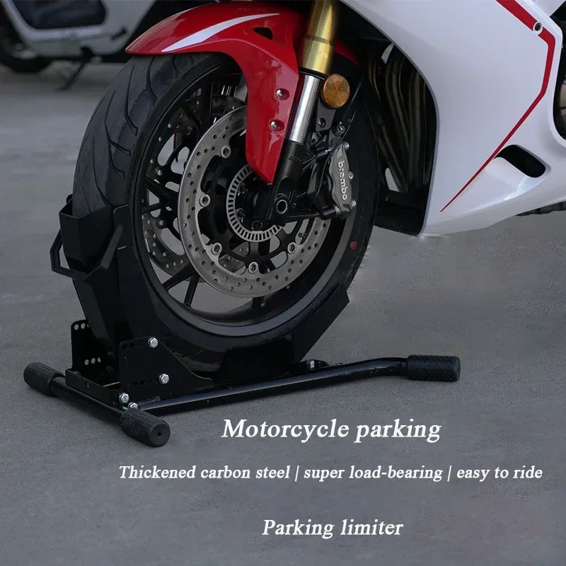 Motorfiets Voorwiel Parkeerrek Kwalitatieve Carbon Staal Universele Motorfiets Voorwiel Parkeerbeugel