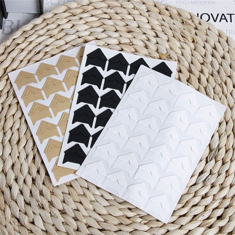 24 stks/set DIY Vintage Hoek kraftpapier Stickers voor Fotoalbums Frame Decoratie Scrapbooking