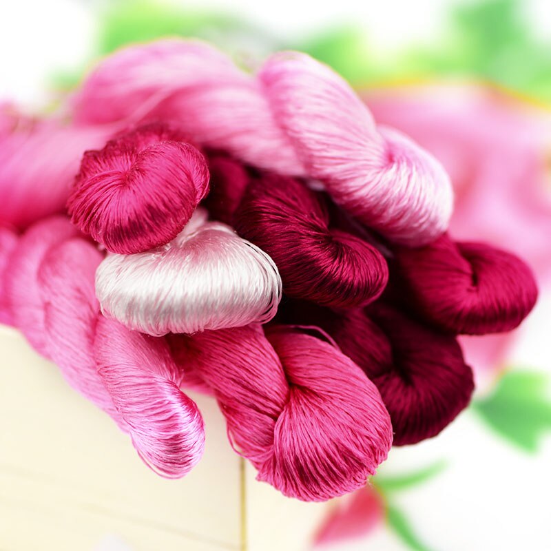 silk embroidery thread / 100% silk thread /hand embroidery embroider cross stitch/rose redseries/8 gradient colors