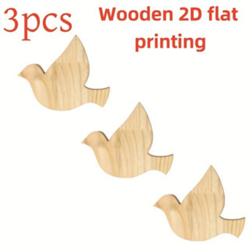 3pcs Bird-themed 2D Irregularity Wooden Irregular-Shaped Pendant Featuring Seagull Swallow Pigeon Wall Family Farmhouse Decorate: Golden