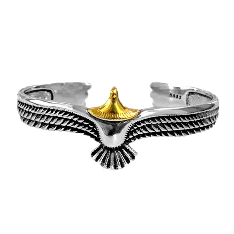 Viking Eagle Manchet Armband Valentijnsdag Cadeau Voor Vriendje Verstelbare Open Tribal Wildlife Sieraden Indian Eagle Wing Armband: GOLDTONE-for men