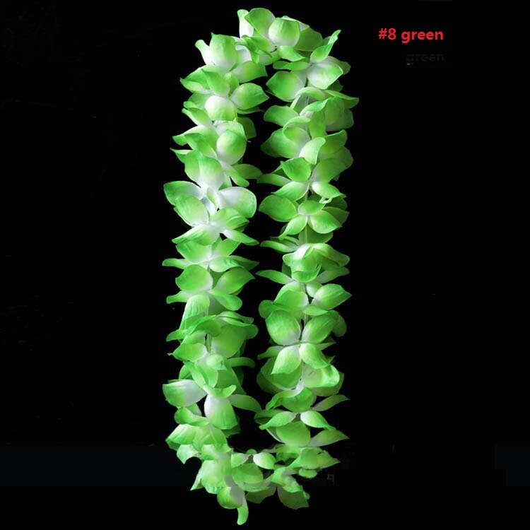 1 st hawaiianska konstgjorda blommor leis krans halsband krans självhäftande klänning hawaii strandfest dekoration påsk: Grön