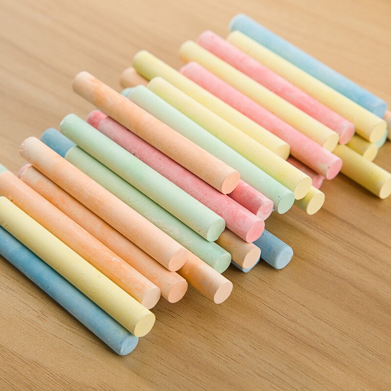 100pcs Mixed Colour White Chalk Sticks Pack Kids Playground School Art Learning JR Deals