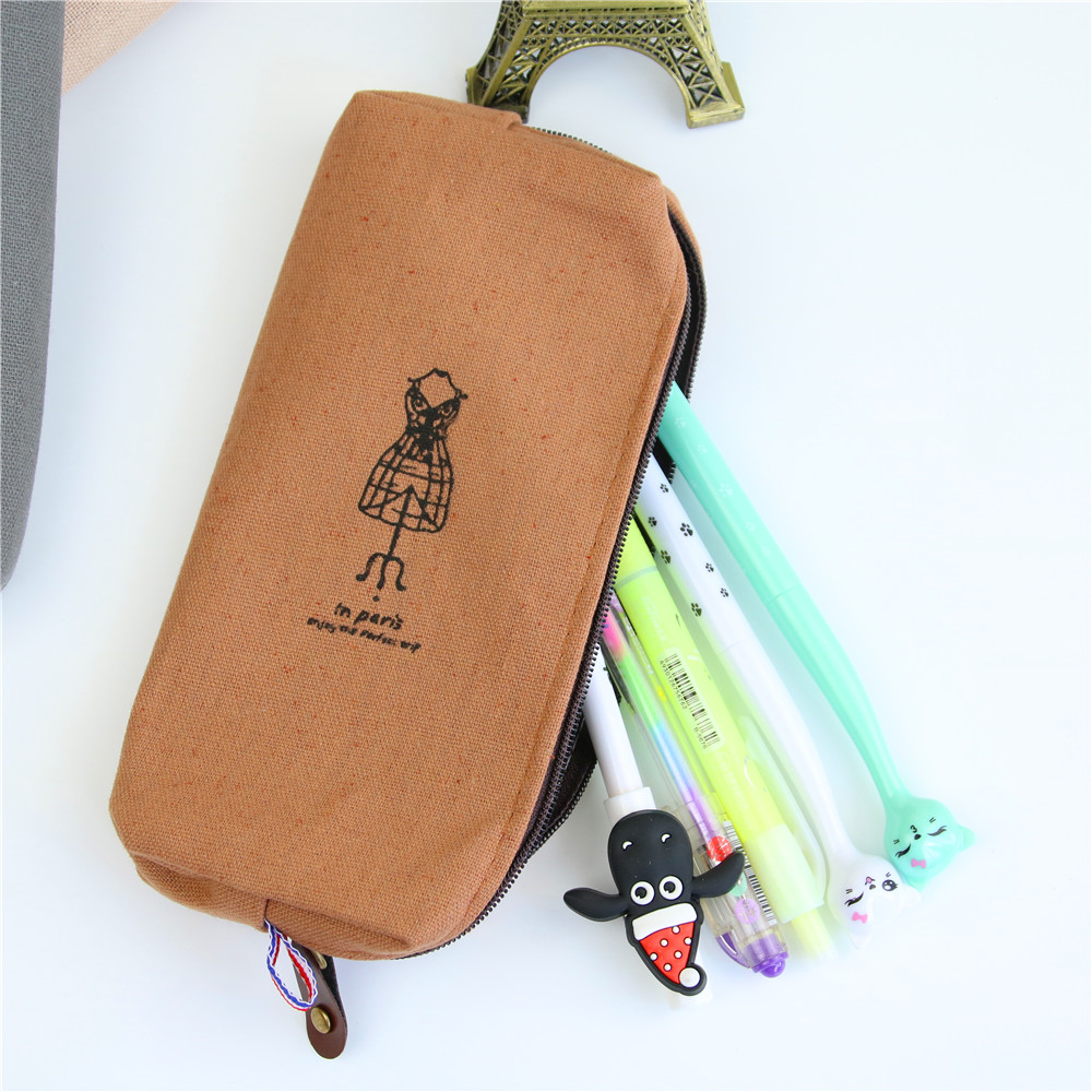 Estuche Retro de lino con torres para lápices, material de escritorio escolar, suministros de oficina, estilo de París para estudiantes, 1 unidad