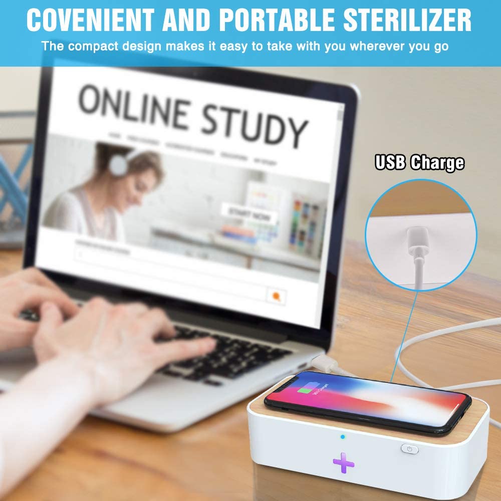 2in1 Mobiele Telefoon Sanitizer Doos Met Draadloze Oplader Voor Iphone Android Uv Licht Telefoon Sterilisator Mobiele Telefoon Make-Up Kwasten