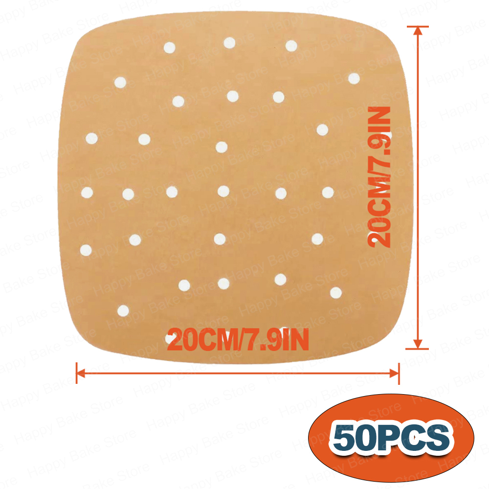 Carta da forno per friggitrice ad aria quadrata da 20 cm Carta pergamena perforata antiaderente usa e getta per friggitrice senza olio da 5-8 litri, forno, microonde: Army Green