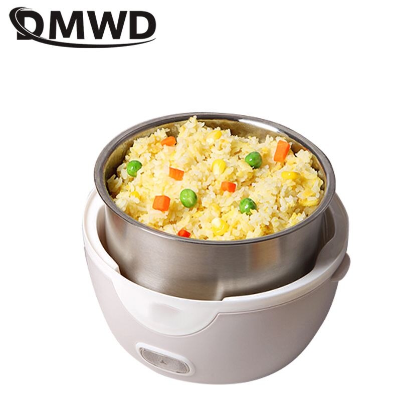 DMWD 1L Multifunctional Mini Electric Cooker Office Heating Lunch Box Personal Food Heater Stewing Soup Pot Rice Cooker 220V
