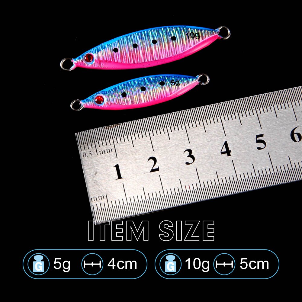 Micro metal jig fishing lure light shore casting game lure 5g 10g Zebra Glow Rock jig