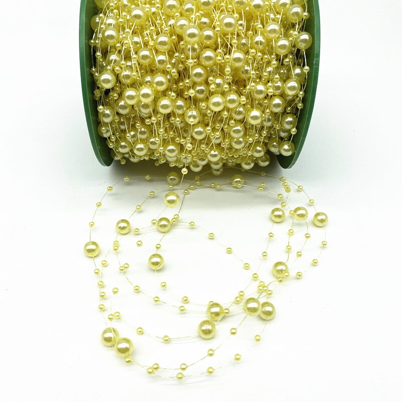 Línea de pesca de decoración navideña, 2 yardas, 8 + 3mm, perlas artificiales, cadena de cuentas, guirnalda de flores, de boda # SBT: Multicolor